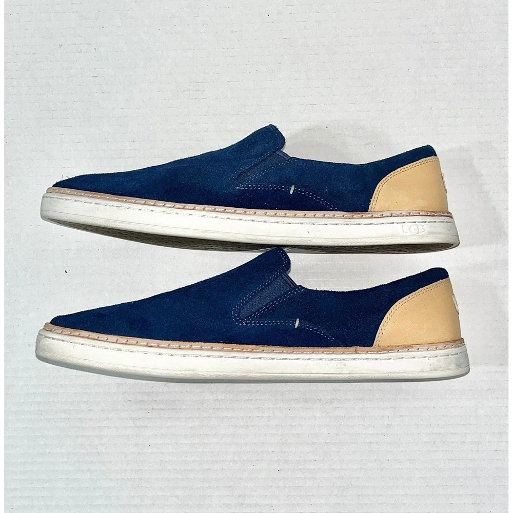 UGG‎ Adley Slip On Sneakers Womens 11 Navy Blue Suede Leather Heel 1018375